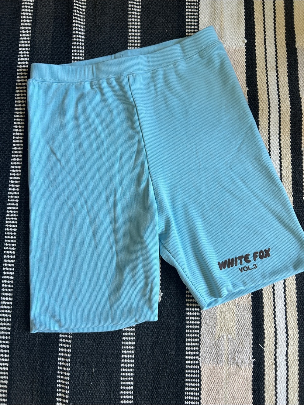 White Fox  Light Blue Ribbed Biker Shorts